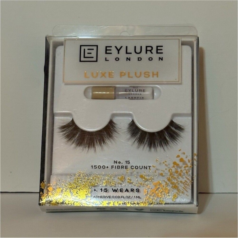Eylure Luxe Plush No. 15 Strip Eyelashes Black Full Volume Reusable Long